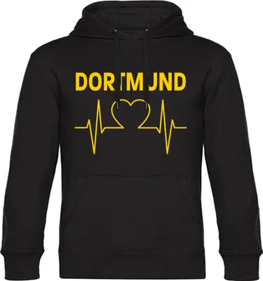 Produktbild von multifanshop Kapuzen Sweatshirt - Dortmund - Herzschlag, schwarz, Größe XXL