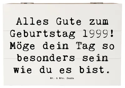 Produktbild von Mr. & Mrs. Panda Geschenkbox Spruch 1999 Geburtstag 22 x 15 cm - Weiß - Geschenk, Geburtstagsspruch, Glückwunsch, Geburtsjahr, besonderes, Geburtstagsgeschenk, Box, Feier