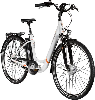 Produktbild von Zündapp Z510 E Bike 28 Zoll Damenfahrrad ab 155 cm mit 3 Gang Nabenschaltung und Rücktrittbremse weiß/orange