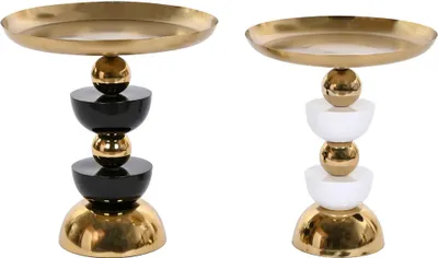 Produktbild von Satz mit 2 Tischen Home ESPRIT Weiß Schwarz Gold Eisen 40 x 40 x 43 cm