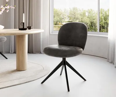 Produktbild von DELIFE Drehstuhl Nube-Flex Mikrofaser Anthrazit Vintage Kreuzgestell breit Schwarz 360° drehbar Taschenfederkern