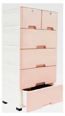 Produktbild von Kommode mit 6 Schubladen, Aufbewahrungsschrank mit 4 Rollen, Organizer für Schlafzimmer und Schränke (Rosa)