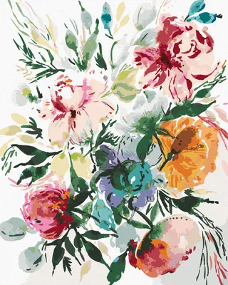 Produktbild von Zuty - Malen nach Zahlen - MEHRFARBIGE BLUMEN ZWISCHEN BLÄTTERN (ALEXANDRIA GILBERT), 40x50 cm, mit Keilrahmen (bereits gespannt)