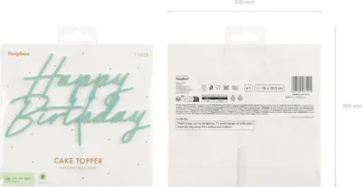 Produktbild von Cake Topper Happy Birthday 18x16cm Mint