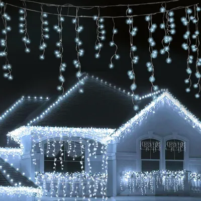 Image de Guirlande lumineuse LED "Eisregen" de 15 mètres, rideau lumineux intérieur, 600 LED, forme de stalactites, éclairage de Noël, 8 modes, décoration de Noël, fête, jardin, lumière blanche froide