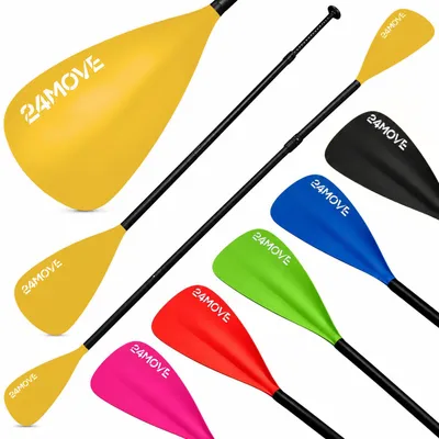Produktbild von 24MOVE® Paddel Doppelpaddel 2in1 Stechpaddel für SUP Stand Up Board, Kajak, leicht aus Aluminium 230cm, verstellbar orange