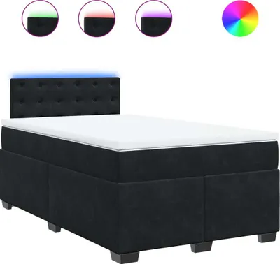 Image de vidaXL Lit boxspring avec matelas noir 120x190 cm velours
