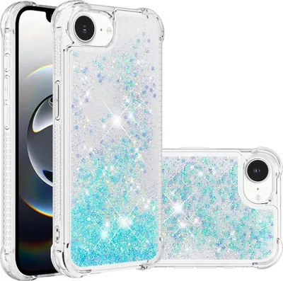 Produktbild von iPhone 16e / 17e Hülle - Coverup Liquid Glitzer Back Cover - Hellblau