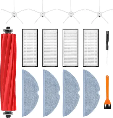 Produktbild von Roborock s7 Zubehör Ersatzteile für Roborock S7 S7+ Roborock S7 MaxV, S7 MaxV Plus, T7 Plus, T7S Plus, 1 Set Walzenbürste, 4 HEPA-Filter, 4 Seitenbürsten, 4 Wischtücher (13 Stück)