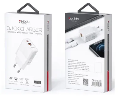 Produktbild von Yesido Wandladegerät YC32 PD 20W QC3.0 USB-A+C weiß