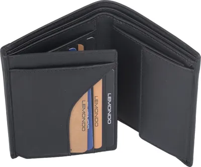 Produktbild von LEMONDO Geldbörse schwarz 13x9cm mit 10 Kreditkartenfächern und 2 Ausweisfächern