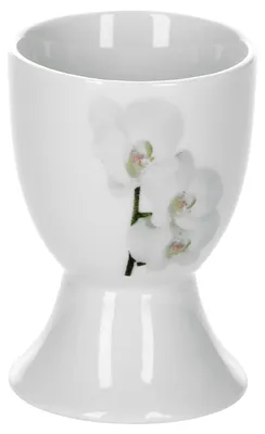 Produktbild von Van Well Vanda weiße Orchidee Eierbecher, rund Ø 4,8 cm, H 7,0 cm, Blumendekor, edles Marken-Porzellan