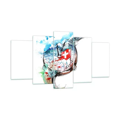 Produktbild von Bilder auf glas - Uhr Schweizer Alpen Wolke - 160x85cm - Glasbilder - Wandbilder - Kunstdruck - zum Aufhängen bereit - Wanddekoration aus Glas - Glas Bilder - Wandbild auf Glas - GEA160x85-3038