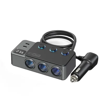 Produktbild von 120-W-Autoladegerät-Adapter PD QC3.0 Ladung Unabhängige Schalter DC-Zigarettenanzünder PD 3-fach-Zigarettenanzünder-Splitter 9 in 1