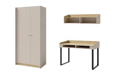 Produktbild von JUGENDZIMMER ALBI A 3-teilig in Sandbeige / Geölte Eiche