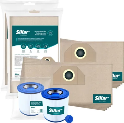 A collection of vacuum cleaner bags and filters.