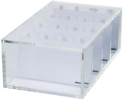 Produktbild von Visitenkartenbox Acryl glasklar mit A-Z Register Packung mit 6 Stück