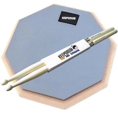 Produktbild von keepdrum DP-GY8 Practice Pad Grau 8 Zoll mit Sticks