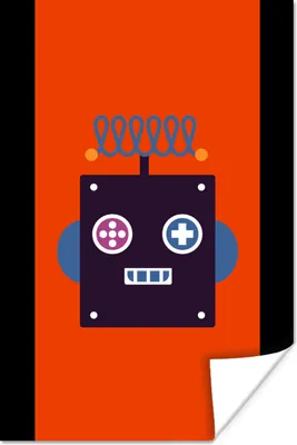Produktbild von MuchoWow® Poster Roboter - Rot - Gesicht - Formen - Jungen - Kinder 20x40 cm - Plakat - Foto