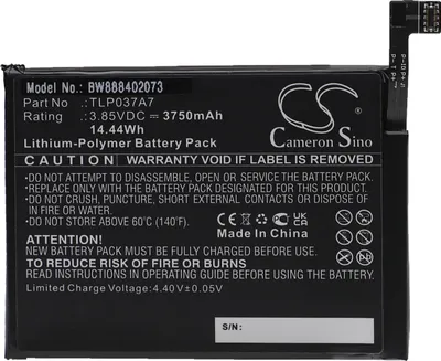 Produktbild von vhbw Akku Ersatz für Alcatel TLP037A7 für Handy Smartphone Telefon (3750 mAh, 3,85 V, Li-Polymer)