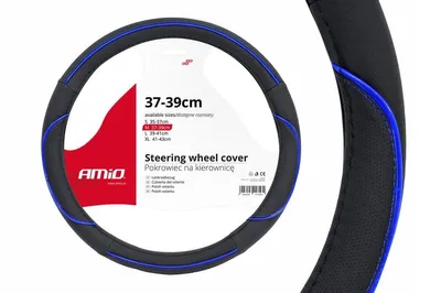 Produktbild von AMiO 01363 Lenkradbezug Ø37-39cm Schwarz Blau Lenkradhülle