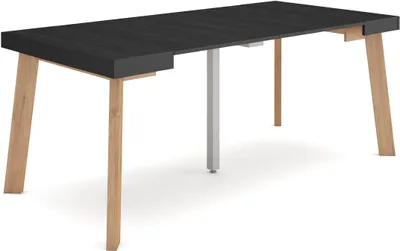 Produktbild von Ausziehbarertisch, 180x90x73cm, Für 8 Gäste, Hölzerne Beine, Schwarz