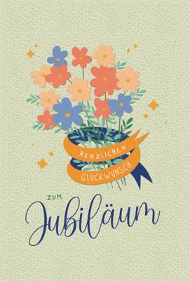 Produktbild von Jubiläum Herzlichen Glückwunsch Blumen Glückwunschkarte mit Umschlag