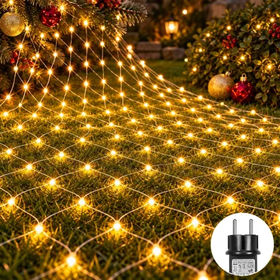 Obrázok produktu pre 3X2m 200 LED rozprávkové svetlá žltá svetelná opona 8 svetelných režimov vnútorná strana dekorácie vianočné svetlá