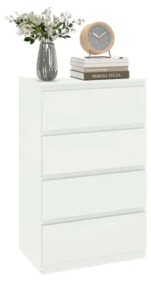 Image de Commode blanche de 60x40x98 cm avec 4 tiroirs