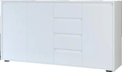 Produktbild von Sideboard BADEN Weiß 160x35x84cm mit 3 Türen, 4 Schubkästen und Griffmulden