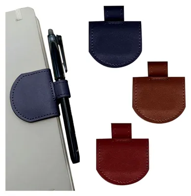 Produktbild von 3-teiliges Set mit magnetischen Stiftschlaufenhaltern, Bleistifthalter für Notizbücher, Tagebücher und magnetischen Leder-Lesezeichen mit Stifthalter