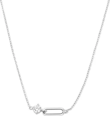 Produktbild von New Bling - 9NB-1614 - Silberne Halskette mit weißen Zirkoniasteinen - rhodiniert - Damenhalskette - 45cm