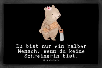 Produktbild von Mr. & Mrs. Panda Schmutzfangmatte Schreinerin Herz 50 x 75 cm - Schwarz - Geschenk, Bodenvorleger, Schmutzfangteppich, Schmutzfänger, Schmutzmatte, Fussmatte, fußmatte