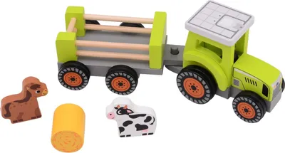 Image de Tracteur en bois avec accessoires 5pcs 18m+