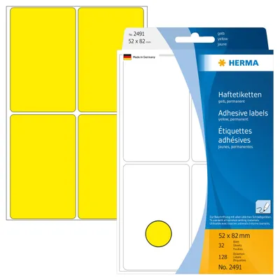 Image de HERMA Vielzwecketiketten gelb 52x82 mm Papier matt 128 St.