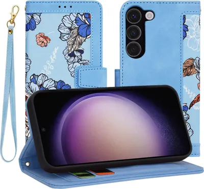Produktbild von Techsuit FlipCraft Book Wallet Klapphülle mit Kabel für Samsung Galaxy S23 - Vibrant Blue