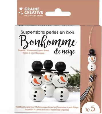 Produktbild von Graine Creative Holzperlen Schneemann Bastelset - Weihnachtsdeko - 5 Stück
