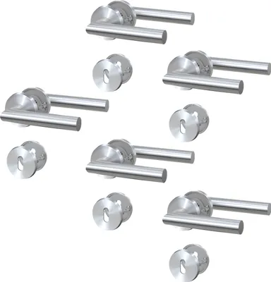 Produktbild von BASI - Rosetten-Drücker-Garnitur - SET - 5x ZB 3200 - Edelstahl - L-Form - Lochung: Buntbart - 5x7308-2108