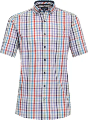Produktbild von Redmond comfort fit overhemd, korte mouw, popeline, blauw geruit