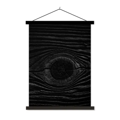 Produktbild von MuchoWow® Textilposter Holz - Schwarz - Weiß - Design - Strukturen 60x80 cm mit schwarzem Rahmen - Plakathalter