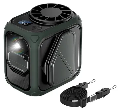 Produktbild von Tragbarer Taillen- & Nackenventilator USB-C, 12 Std. Laufzeit, Leise <35dB mit Taschenlampe für Training Outdoor Zuhause