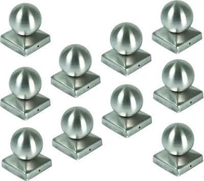 Image de BURI 10x capuchon de poteau en acier inoxydable sphère 90 x 90 mm capuchon de clôture capuchon décoratif de poteau couvercle de poteau sphère capuchon de poteau sphère clôture de jardin résistant aux intempéries moderne