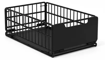 Produktbild von Ausziehbarer Schrankkorb - Faltbarer 30 cm Einbau-Schubladenkorb - Edelstahl - Leise Führungsschienen - Bohrenfreie Montage - Küchenschrank Organizer - Schwarz