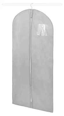 Kleiderhülle lang 60x137 cm, Reißverschluss, staubdicht, grau/weiß