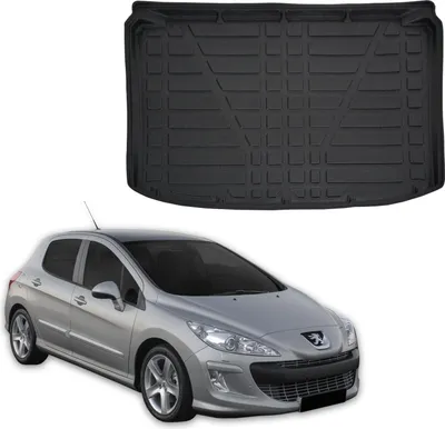 Produktbild von SCOUTT | Kofferraumwanne Laderaumwanne Kompatibel mit Peugeot 308 Hatchback 2009-2014, mit Hoher Rand, Kofferraum-Schutzmatte, Geriffelt, Aufrollbar, Schwarz