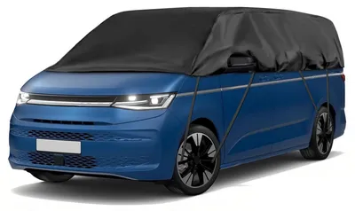 Image de Housse de protection imperméable pour VW T7, modèles 2021-2025, type demi-abri, couleur noire, en PE/coton