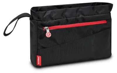 Produktbild von Taschenorganizer „Fashion“ – Tasche in der Tasche Einsatz für Handtaschen – Schwarzer Nylon Organizer mit roten Reißverschlüssen – Hauptfach mit Reißverschluss