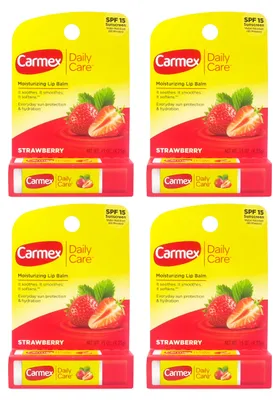 Produktbild von CARMEX Lippenbalsam - 4er Pack - Erdbeergeschmack - Lichtschutzfaktor 15