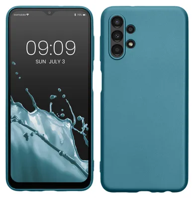 Produktbild von kwmobile Handyhülle für Samsung Galaxy A13 4G Hülle - Silikon Case metallisch schimmernd - Schutzhülle Cover - Metallic Karibikblau