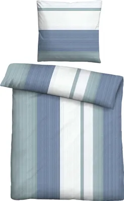 Produktbild von Traumhaft schlafen - Castell - Markenbettwäsche Feinbiber Bettwäsche 0350443 LÄNGSSTREIFEN color: lagune, size: 1x 155x220 cm + 1x 80x80 cm